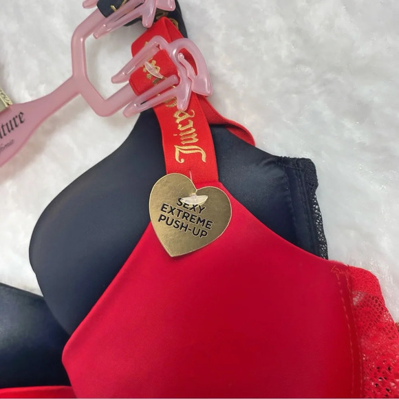 Juicy Couture Red & Black Sexy Push-up Bra Set New size 34C - Picture 3 of 6